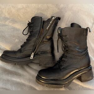 A.S. 98 black leather lace up ankle boots